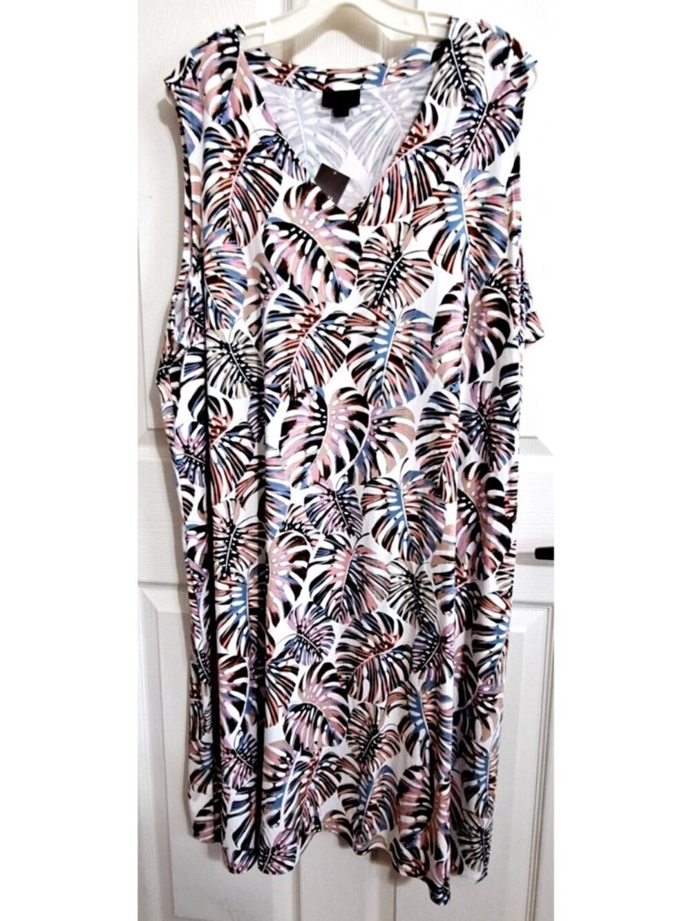 J.Jill 3X Multicolor Sleeveless V-Neck A-Line Leaf Print Dress New W/Tags